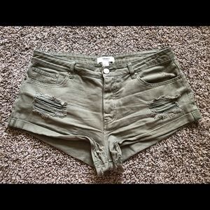 Olive Green Jean Shorts